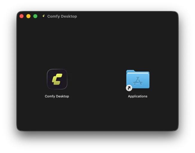 ComfyUI(Comfy Desktop)Mac アプリケーションフォルダにコピー